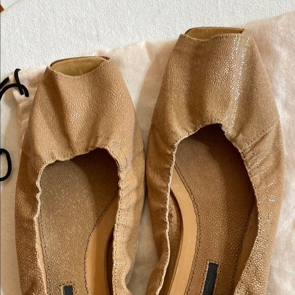 Narciso Rodriguez Snake Leather Pale Pink Tan Open Toe Ballet Flats - 9 W/ Bag - Picture 3 of 13